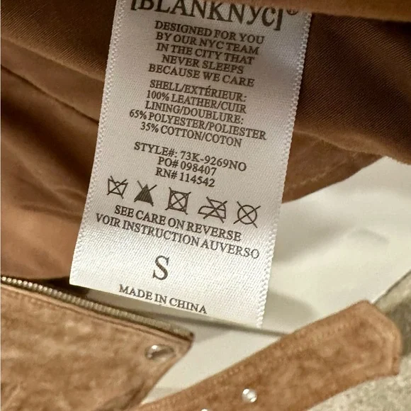 Blank NYC Tan Camel Suede Leather Motorcycle Jacket - Picture 5 of 5